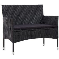 Salon de jardin 4 pcs avec coussins Résine tressée Noir 