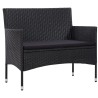 Salon de jardin 4 pcs avec coussins Résine tressée Noir 