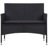 Salon de jardin 4 pcs avec coussins Résine tressée Noir 