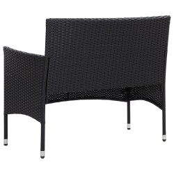 Salon de jardin 4 pcs avec coussins Résine tressée Noir 