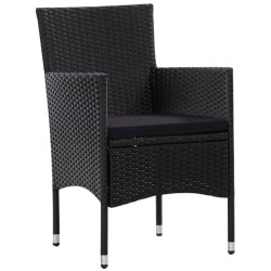 Salon de jardin 4 pcs avec coussins Résine tressée Noir 