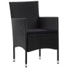 Salon de jardin 4 pcs avec coussins Résine tressée Noir 
