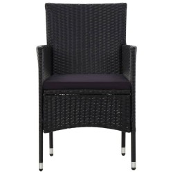 Salon de jardin 4 pcs avec coussins Résine tressée Noir 