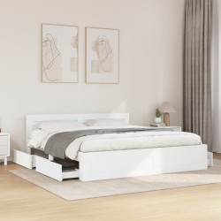 Cadre de lit avec tête de lit sans matelas blanc 180x200 cm 