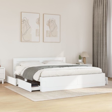 Cadre de lit avec tête de lit sans matelas blanc 180x200 cm 
