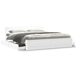 Cadre de lit avec tête de lit sans matelas blanc 180x200 cm 