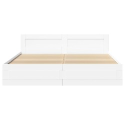 Cadre de lit avec tête de lit sans matelas blanc 180x200 cm 