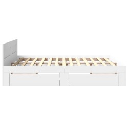 Cadre de lit avec tête de lit sans matelas blanc 180x200 cm 