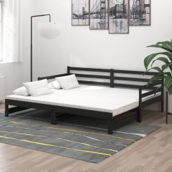 Lit coulissant sans matelas noir 2x(90x200) cm 