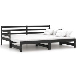 Lit coulissant sans matelas noir 2x(90x200) cm 