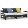 Lit coulissant sans matelas noir 2x(90x200) cm 