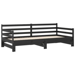 Lit coulissant sans matelas noir 2x(90x200) cm 