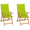 Chaises de jardin lot de 2 et coussins vert vif Teck massif 
