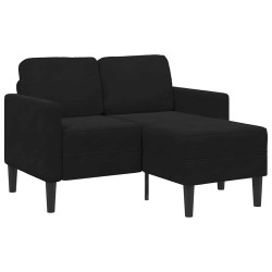 Canapé 2 places avec méridienne en L noir 125 cm velours 