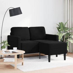 Canapé 2 places avec méridienne en L noir 125 cm velours 