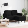Canapé 2 places avec méridienne en L noir 125 cm velours 