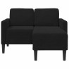 Canapé 2 places avec méridienne en L noir 125 cm velours 