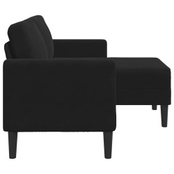 Canapé 2 places avec méridienne en L noir 125 cm velours 