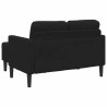 Canapé 2 places avec méridienne en L noir 125 cm velours 