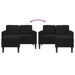 Canapé 2 places avec méridienne en L noir 125 cm velours 