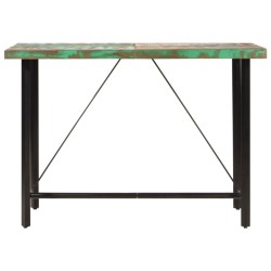 Table de bar 150x70x107 cm bois massif de récupération et fer 