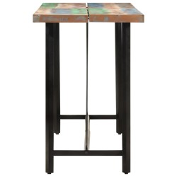 Table de bar 150x70x107 cm bois massif de récupération et fer 