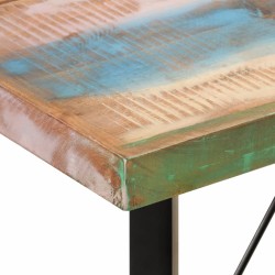 Table de bar 150x70x107 cm bois massif de récupération et fer 