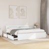 Cadre de lit avec tête de lit sans matelas blanc 200x200 cm 