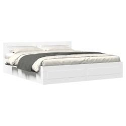 Cadre de lit avec tête de lit sans matelas blanc 200x200 cm 