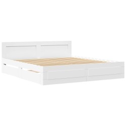 Cadre de lit avec tête de lit sans matelas blanc 200x200 cm 