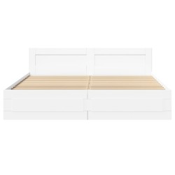 Cadre de lit avec tête de lit sans matelas blanc 200x200 cm 