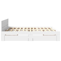Cadre de lit avec tête de lit sans matelas blanc 200x200 cm 