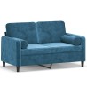 Canapé 2 places avec oreillers décoratifs bleu 120 cm velours 