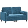 Canapé 2 places avec oreillers décoratifs bleu 120 cm velours 