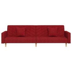 Canapé-lit à 2 places avec deux oreillers rouge bordeaux tissu 