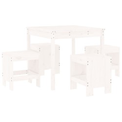 Ensemble à manger de jardin 5pcs blanc bois massif de pin 