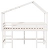 Lit superposé avec échelle et toit sans matelas blanc 90x190 cm 