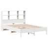 Lit bibliothèque sans matelas blanc 140x190 cm bois pin massif 