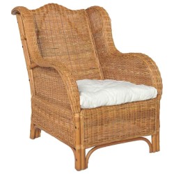 Canapé avec coussin Marron clair Rotin naturel et lin 