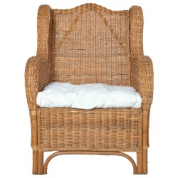 Canapé avec coussin Marron clair Rotin naturel et lin 