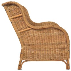 Canapé avec coussin Marron clair Rotin naturel et lin 