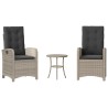 Ensemble de bistro 3 pcs et coussins gris clair résine tressée 