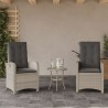 Ensemble de bistro 3 pcs et coussins gris clair résine tressée 