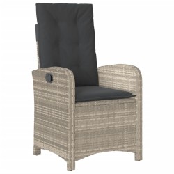Ensemble de bistro 3 pcs et coussins gris clair résine tressée 