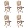 Mobilier à dîner d'extérieur pliable 5 pcs avec coussins bambou 