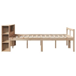 Lit bibliothèque sans matelas 140x190 cm bois de pin massif 