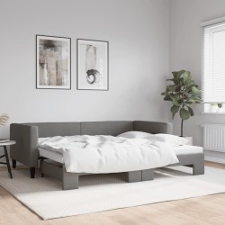 Lit de jour avec gigogne sans matelas gris foncé 90x190 cm 