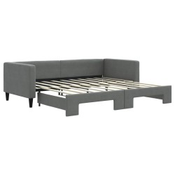 Lit de jour avec gigogne sans matelas gris foncé 90x190 cm 