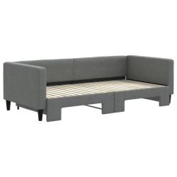 Lit de jour avec gigogne sans matelas gris foncé 90x190 cm 