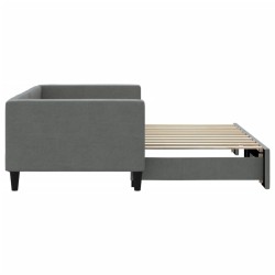Lit de jour avec gigogne sans matelas gris foncé 90x190 cm 